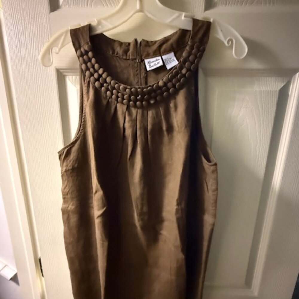 ALEXANDRA BARTLETT chocolate beaded shell top, L